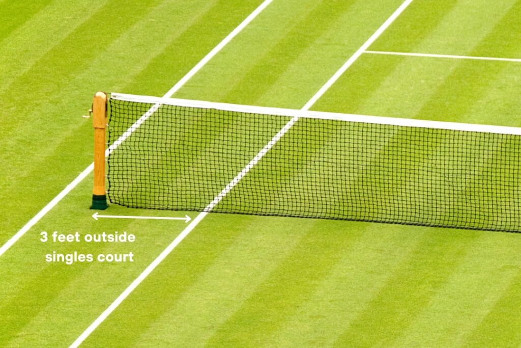 tennis net on singles court