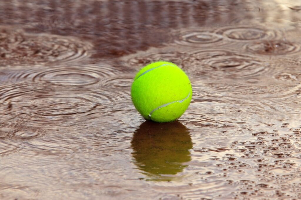 wet tennis balls